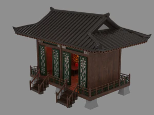 Japanese Teahouse Garden Structures Viewing Pavilions Low-poly 3D Model