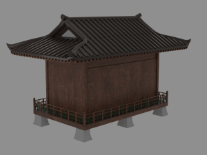 Japanese Teahouse Garden Structures Viewing Pavilions Low-poly Model 3D