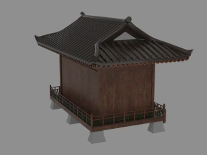 Japanese Teahouse Garden Structures Viewing Pavilions Low-poly 3D Model