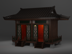 Japanese Teahouse Garden Structures Viewing Pavilions Low-poly Model 3D