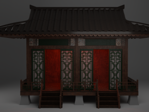 Japanese Teahouse Garden Structures Viewing Pavilions Low-poly Model 3D