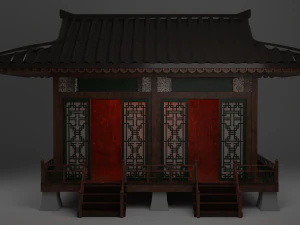 Japanese Teahouse Garden Structures Viewing Pavilions Low-poly 3D Model