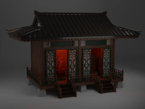 Japanese Teahouse Garden Structures Viewing Pavilions Low-poly 3D Model