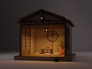 Japanese garden viewing pavilions teahouse build Low-poly 3D-Modell