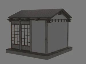 Padiglioni per la visualizzazione del giardino giapponese, costruzione di una casa da t&egrave; Low-poly Modello 3D