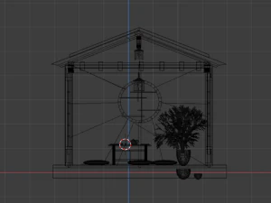 Padiglioni per la visualizzazione del giardino giapponese, costruzione di una casa da t&egrave; Low-poly Modello 3D