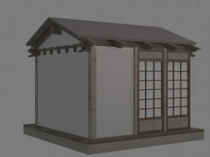 Padiglioni per la visualizzazione del giardino giapponese, costruzione di una casa da t&egrave; Low-poly Modello 3D