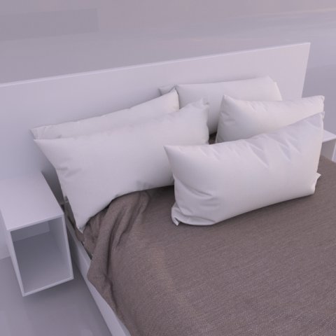 bed with pillows 3Dモデル .c4d .max .obj .3ds .fbx .stl .blend