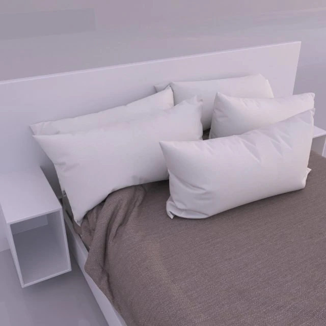 bed with pillows 3D Model .c4d .max .obj .3ds .fbx .stl .blend 