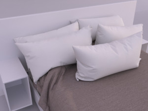 bed with pillows 3D 모델