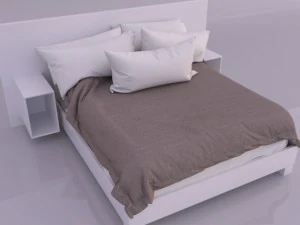 bed with pillows 3D Model
