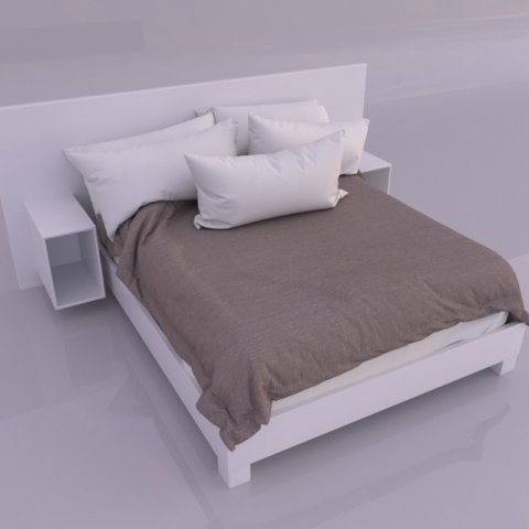 bed with pillows 3D 모델 .c4d .max .obj .3ds .fbx .stl .blend 