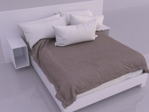bed with pillows 3D 모델