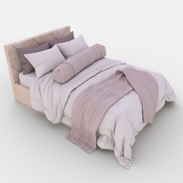 bed in soft colors 3D 模型 .c4d .max .obj .3ds .fbx .stl .blend 