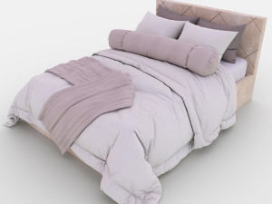 bed in soft colors 3D 模型