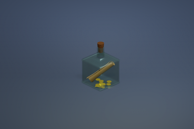bottle with a note 3D Модель .c4d .max .obj .3ds .fbx .stl .blend 