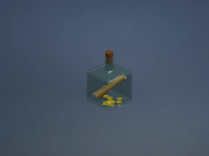 bottle with a note 3D Model