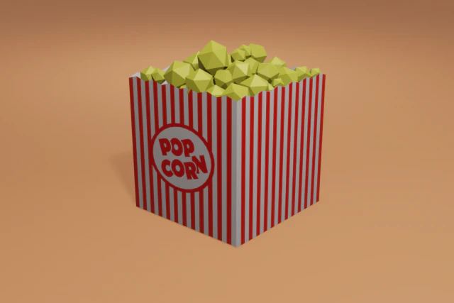 popcorn a basso contenuto di poligoni Modello 3D .c4d .max .obj .3ds .fbx .stl .blend 