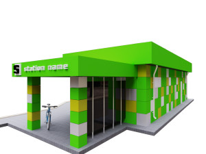 green-yellow-white pavilion grocery set 3Dモデル