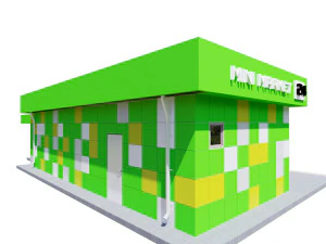 Gr&uuml;n-gelb-wei&szlig;es Pavillon-Lebensmittelset 3D Modell