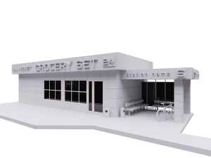 green-yellow-white pavilion grocery set 3Dモデル