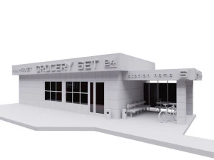 Gr&uuml;n-gelb-wei&szlig;es Pavillon-Lebensmittelset 3D Modell