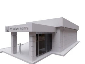 Gr&uuml;n-gelb-wei&szlig;es Pavillon-Lebensmittelset 3D Modell