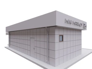 Gr&uuml;n-gelb-wei&szlig;es Pavillon-Lebensmittelset 3D Modell