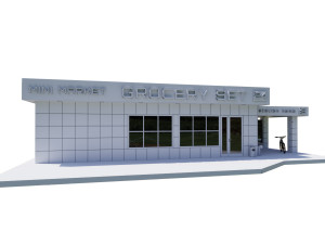 green-yellow-white pavilion grocery set 3Dモデル