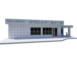 Gr&uuml;n-gelb-wei&szlig;es Pavillon-Lebensmittelset 3D Modell