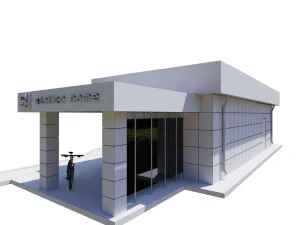 Gr&uuml;n-gelb-wei&szlig;es Pavillon-Lebensmittelset 3D Modell