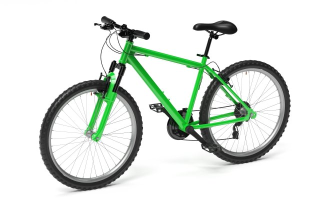 Bright green shop mountain bike