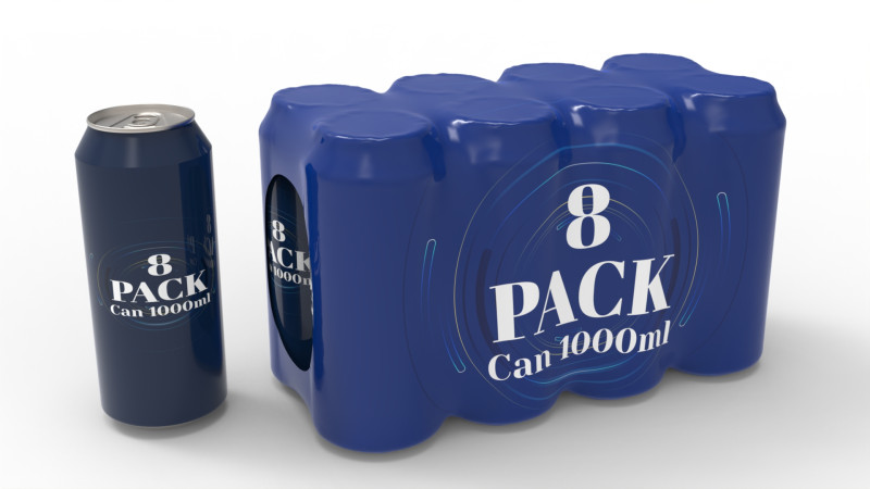 Eight pack packaging beverage soda cans 1000ml 3D Модель .c4d .max .obj .3ds .fbx .stl .blend