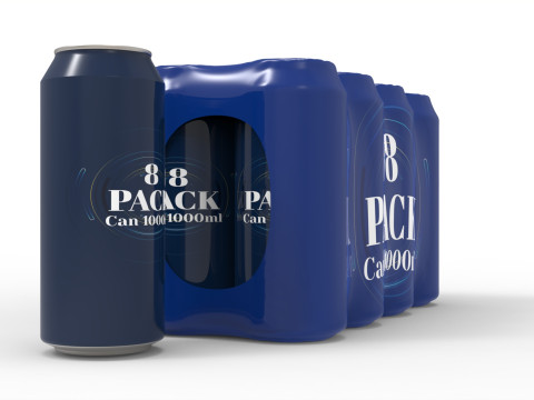 Eight pack packaging beverage soda cans 1000ml 3D Модель