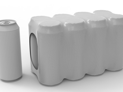 Eight pack packaging beverage soda cans 1000ml 3D Модель