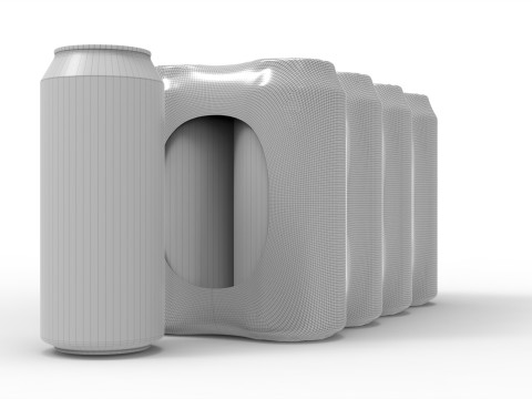 Eight pack packaging beverage soda cans 1000ml 3D Модель