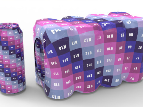 Eight pack packaging beverage soda cans 1000ml 3D Модель