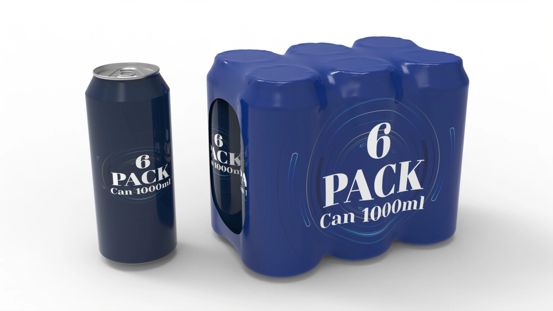 Six pack packaging beverage soda cans 1000ml 3D Model .c4d .max .obj .3ds .fbx .stl .blend 