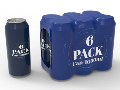 Sixpack-Getränkedosen mit 1000 ml Fassungsvermögen 3D Modell