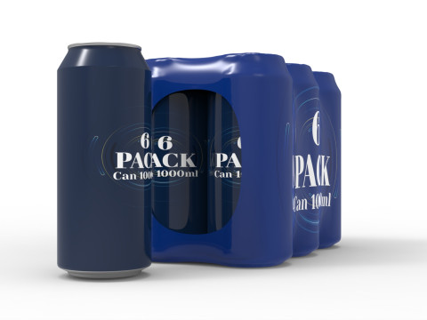 Six pack packaging beverage soda cans 1000ml 3D 모델