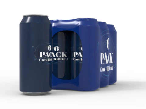 Six pack packaging beverage soda cans 1000ml 3D Model