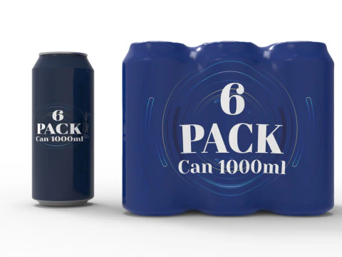 Six pack packaging beverage soda cans 1000ml 3D Model