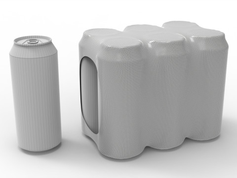 Six pack packaging beverage soda cans 1000ml 3D 모델