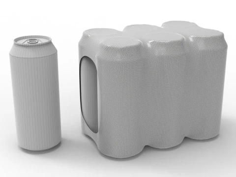 Six pack packaging beverage soda cans 1000ml 3D Model