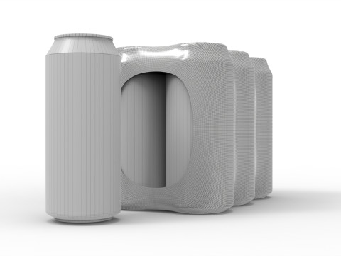 Six pack packaging beverage soda cans 1000ml 3D 모델