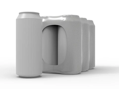 Six pack packaging beverage soda cans 1000ml 3D Model
