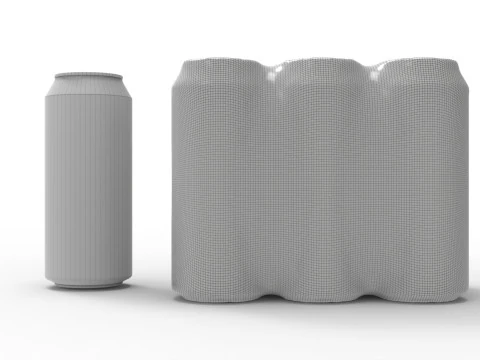 Six pack packaging beverage soda cans 1000ml 3D Model