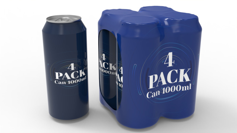 Four pack packaging beverage soda cans 1000ml 3D Model .c4d .max .obj .3ds .fbx .stl .blend 