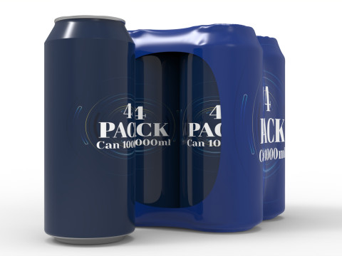 Four pack packaging beverage soda cans 1000ml 3D Model