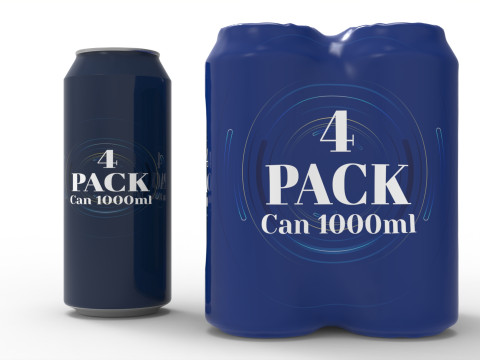 Four pack packaging beverage soda cans 1000ml 3D Model
